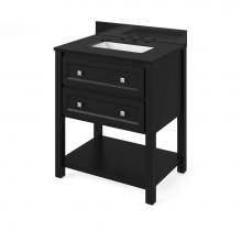 Jeffrey Alexander VKITADL30BKBGR - 30'' Black Adler Vanity, Black Granite Vanity Top, undermount rectangle bowl