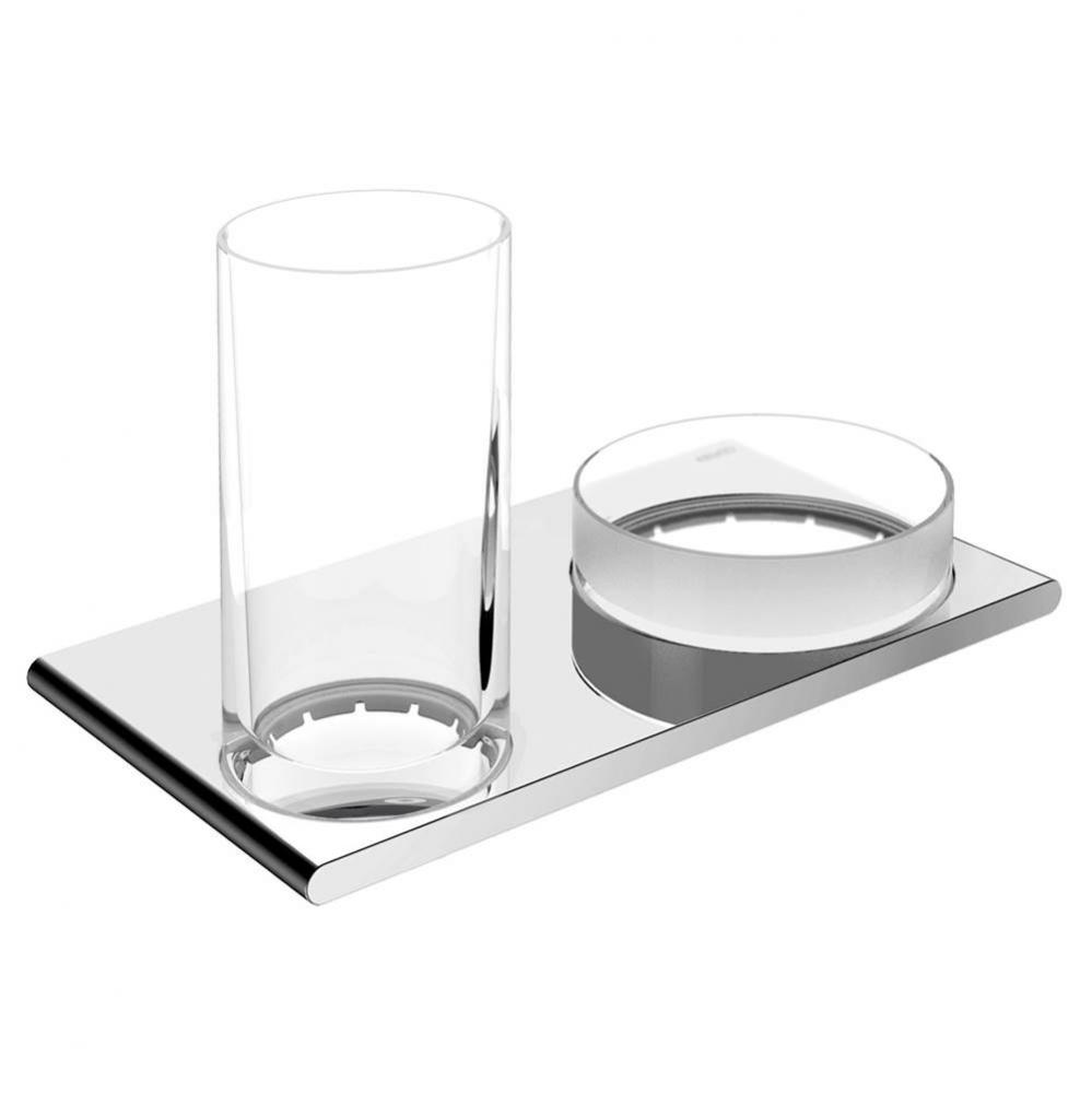 Double holder glass/utensil tray