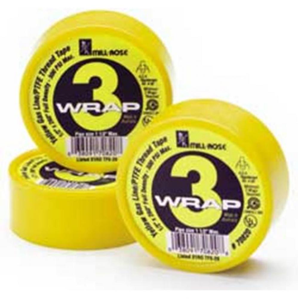 YELLOW PTFE THREAD SEAL TAPE, 1 X 260'', 6 PACK