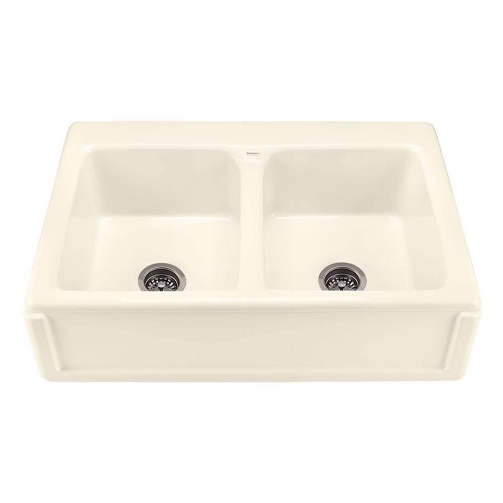 33X22 Biscuit Border Front Double Bowl Basics Farmhouse Sink-Appalachian