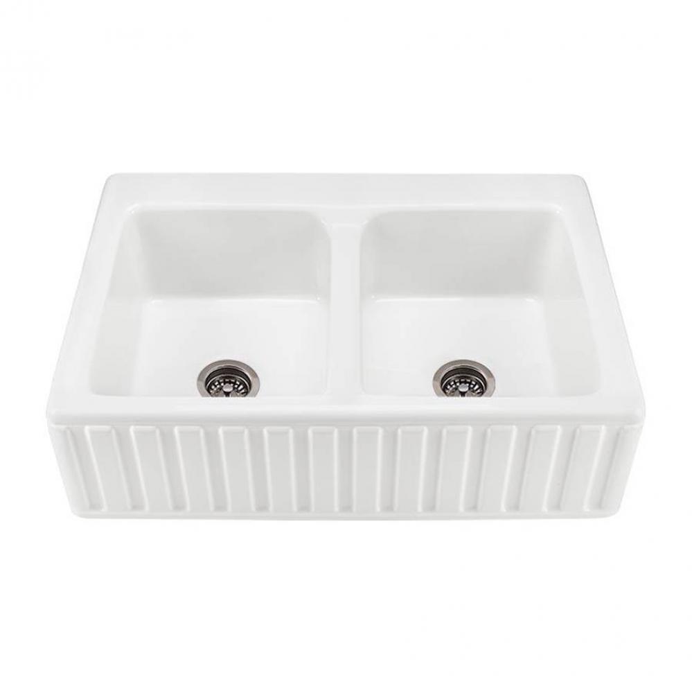 VERTICAL FRONT DOUBLE BOWL BASI 33X22 WHITE