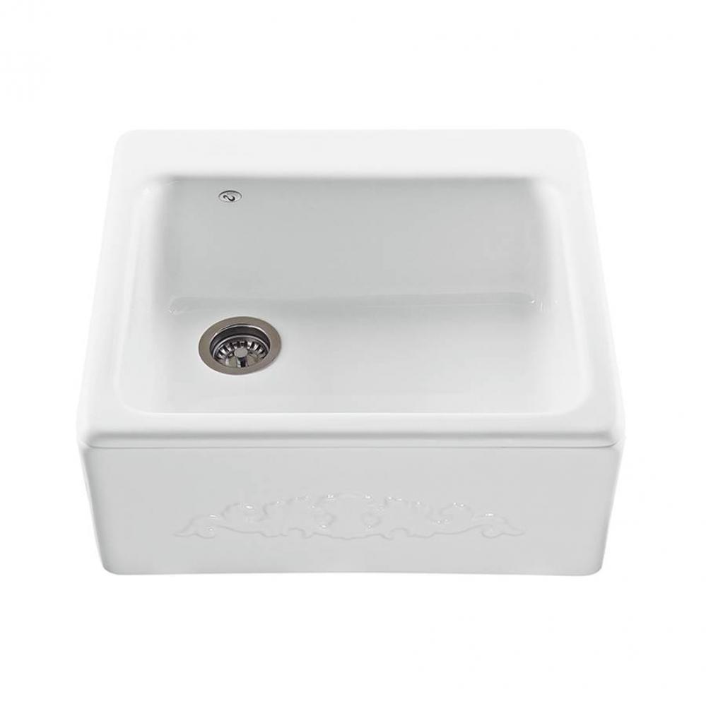 25X22 White Embossed Front Single Bowl Basics Farmhouse Sink-Hatfield