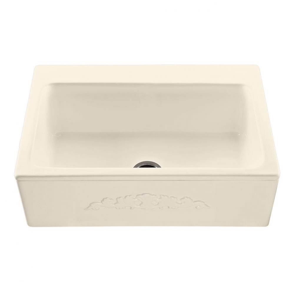 33X22 White Embossed Front Single Bowl Basics Farmhouse Sink-Mccoy