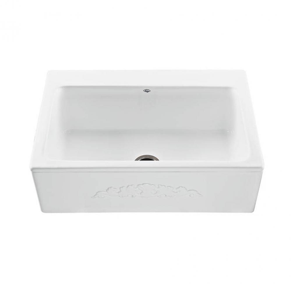 BASICS EMBOSSED FRONT SINGLE BOWL 33X22 WHITE