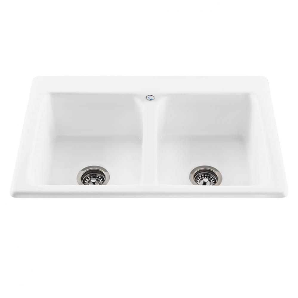 33X22 White Double Bowl Basics Sink-Endurance