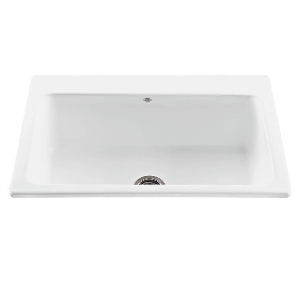 33X22 White Single Bowl Basics Sink-Reflection