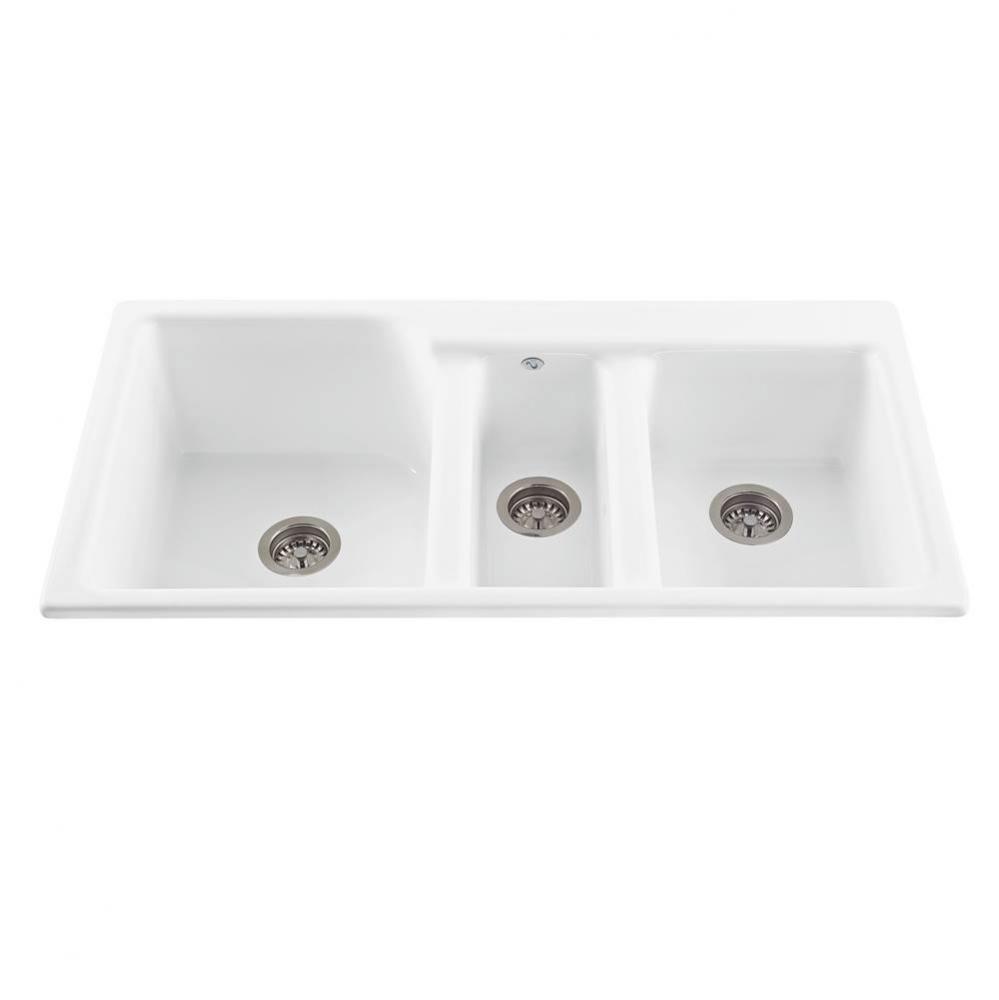 42X22 Biscuit Triple Bowl Basics Sink-Triumph