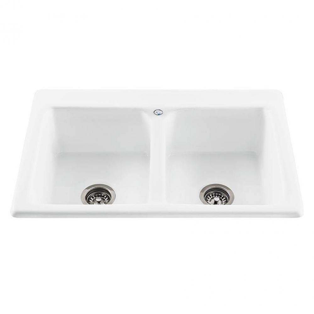 BASICS DOUBLE BOWL SINK 33X22 WHITE