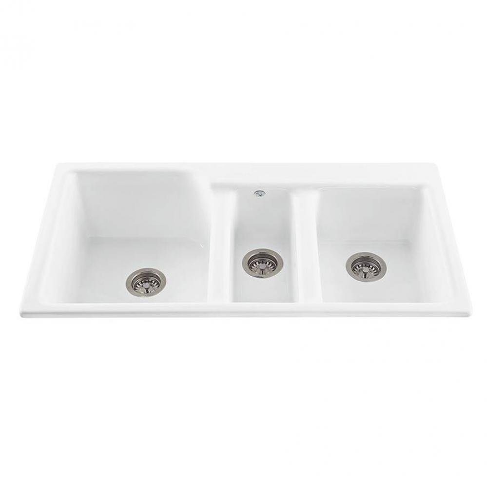 BASICS TRIPLE BOWL SINK 42X22 WHITE