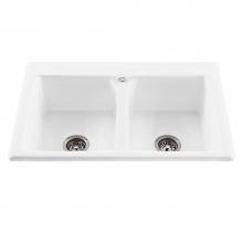 MTI Basics MBKS30-WH - 33X22 White Double Bowl Basics Sink-Endurance