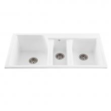 MTI Basics MBKS60-BI - 42X22 Biscuit Triple Bowl Basics Sink-Triumph