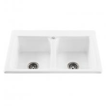 MTI Basics MBKS30W - BASICS DOUBLE BOWL SINK 33X22 WHITE