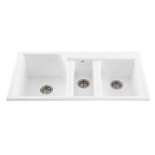 MTI Basics MBKS60W - BASICS TRIPLE BOWL SINK 42X22 WHITE