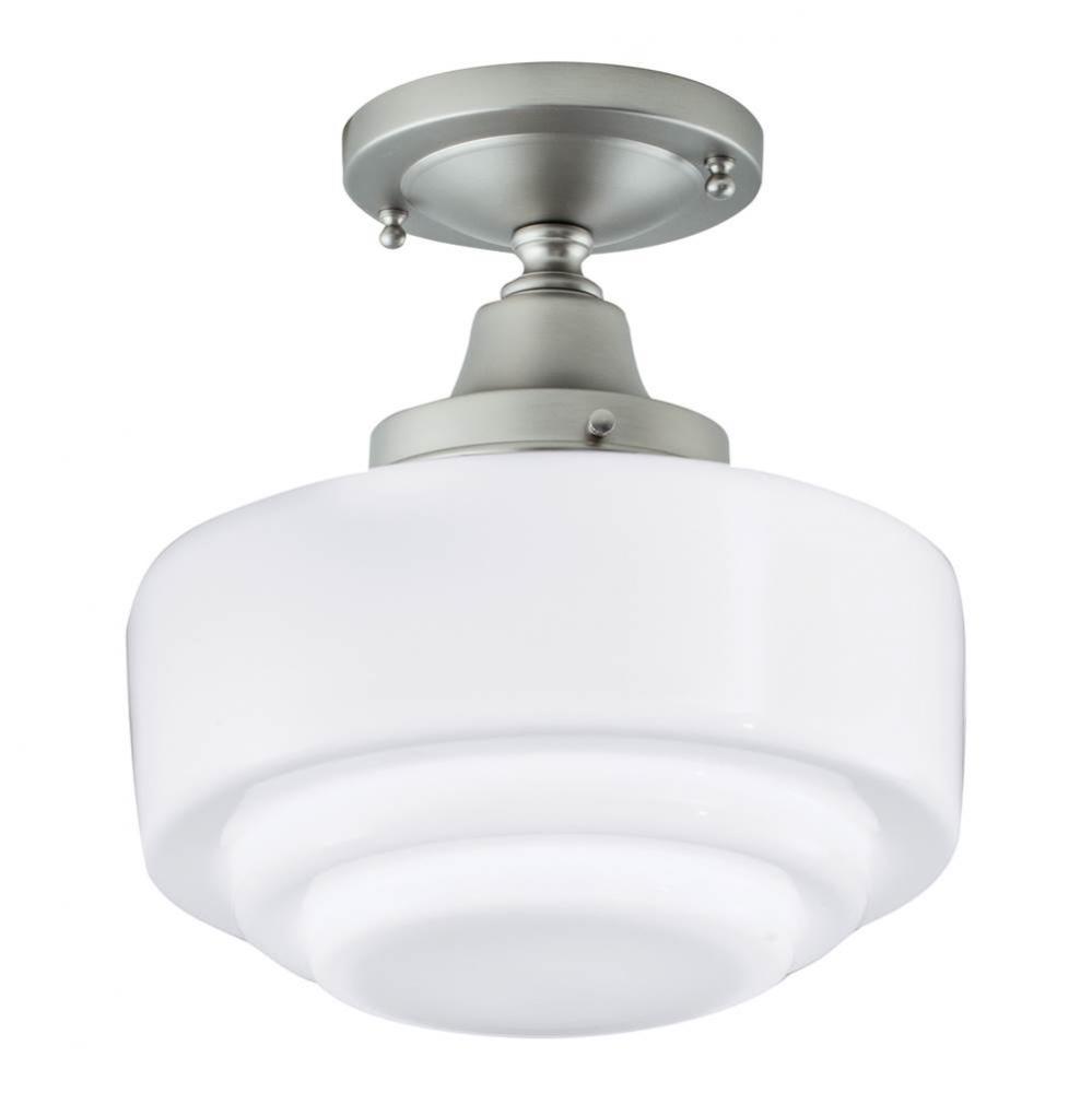 One Light Nickel Mushroom Flush Mount