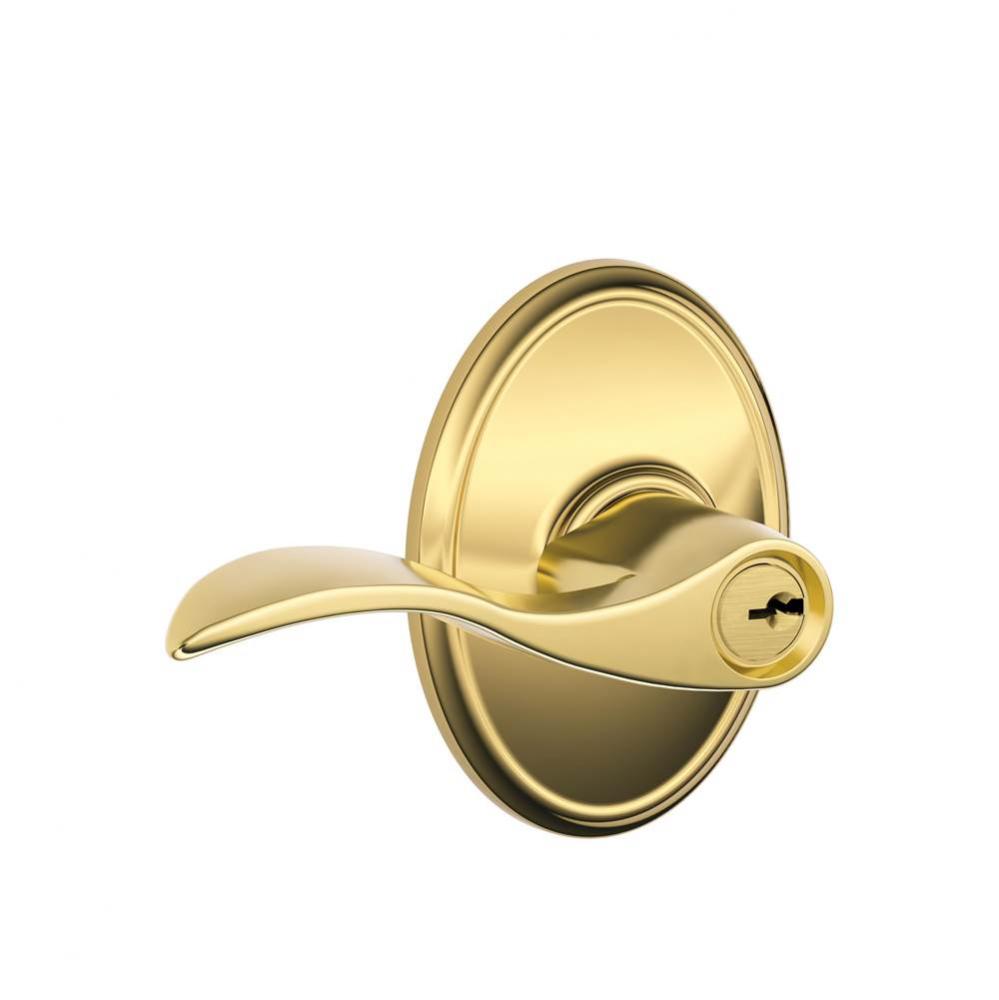 Accent Lever with Wakefield Trim Keyed Entry Lock in Bright Brass