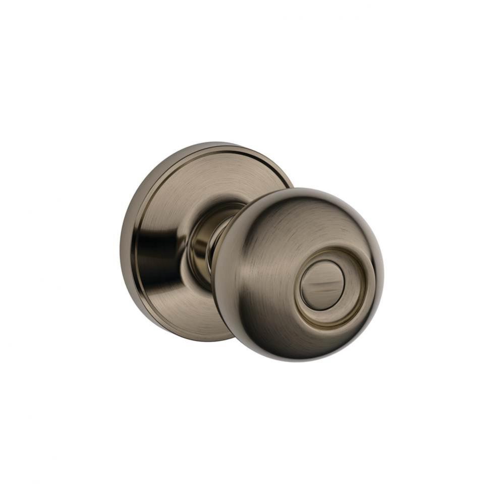 Corona Knob Bed and Bath Lock in Antique Pewter