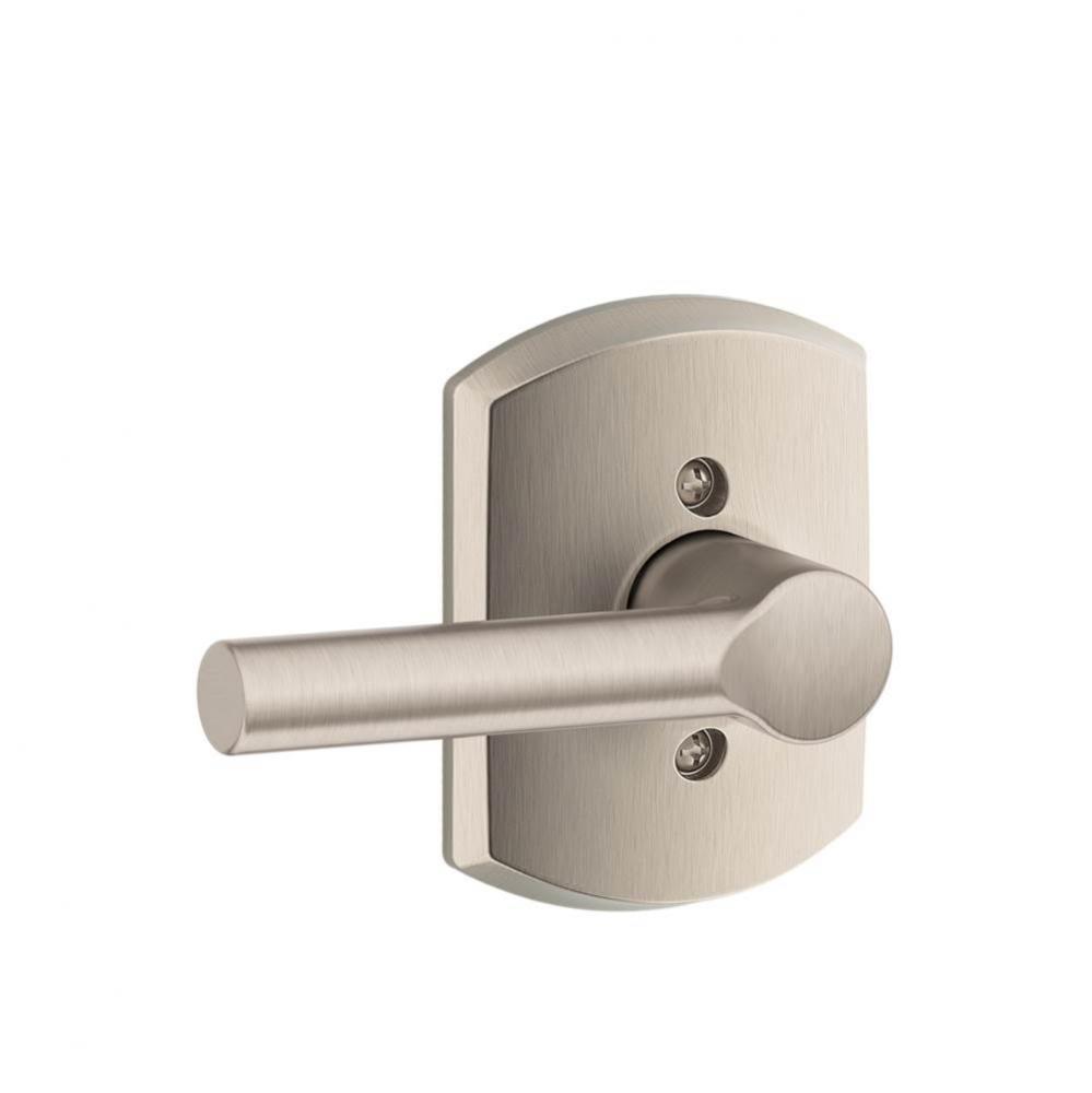 Broadway Lever with Greenwich Trim Non-Turning Lock in Satin Nickel