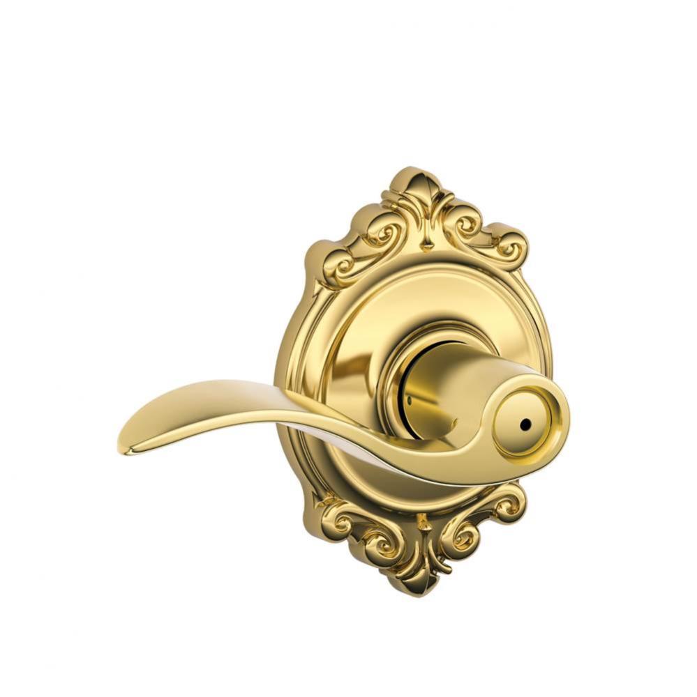 Accent Lever with Brookshire Trim Bed and Bath Lock in Bright Brass