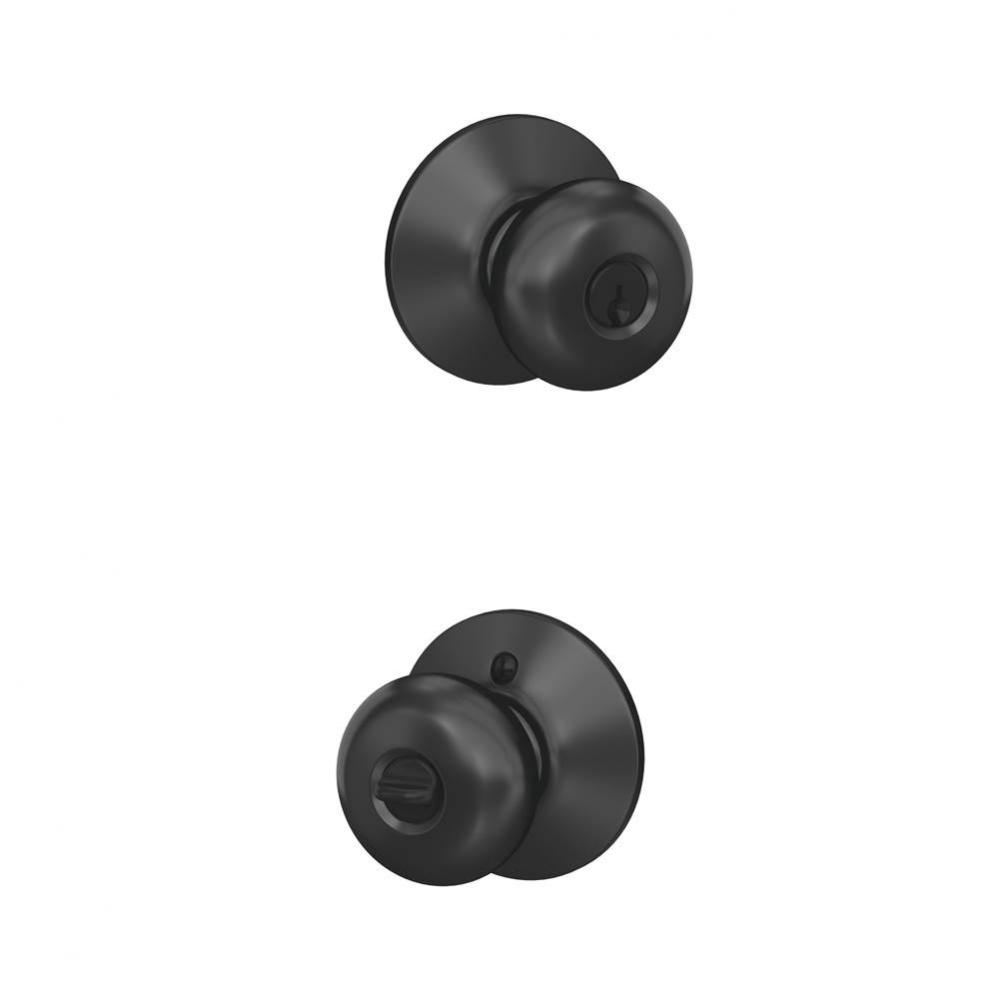 Plymouth Knob Keyed Entry Lock in Matte Black