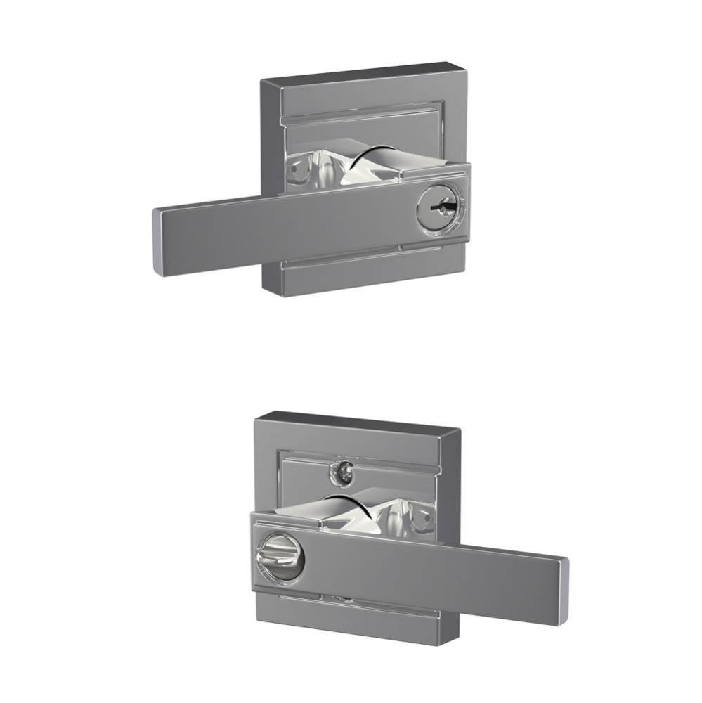 Northbrook Lever with Upland Trim Keyed Entry Lock in Bright Chrome