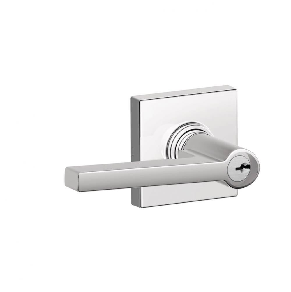 Solstice Keyed Entry Leverset with Collins Trim in Bright Chrome