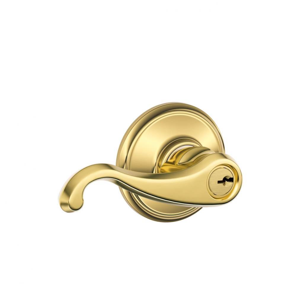 Callington Lever Keyed Entry Lock in Bright Brass