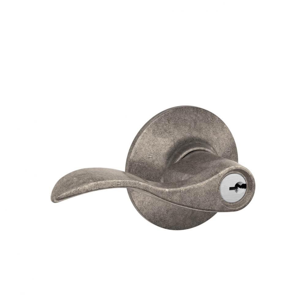 Accent Lever Keyed Entry Lock in Distressed Nickel