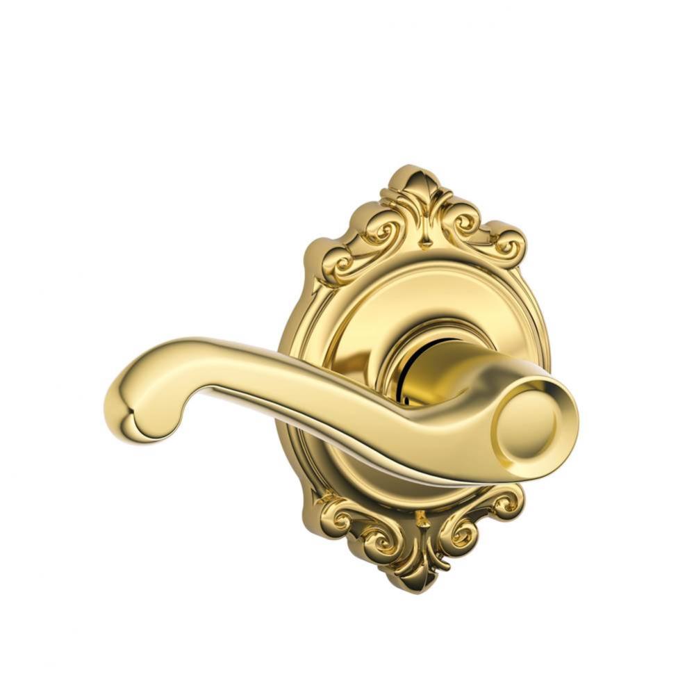 Flair Lever with Brookshire Trim Hall and Closet Lock in Bright Brass