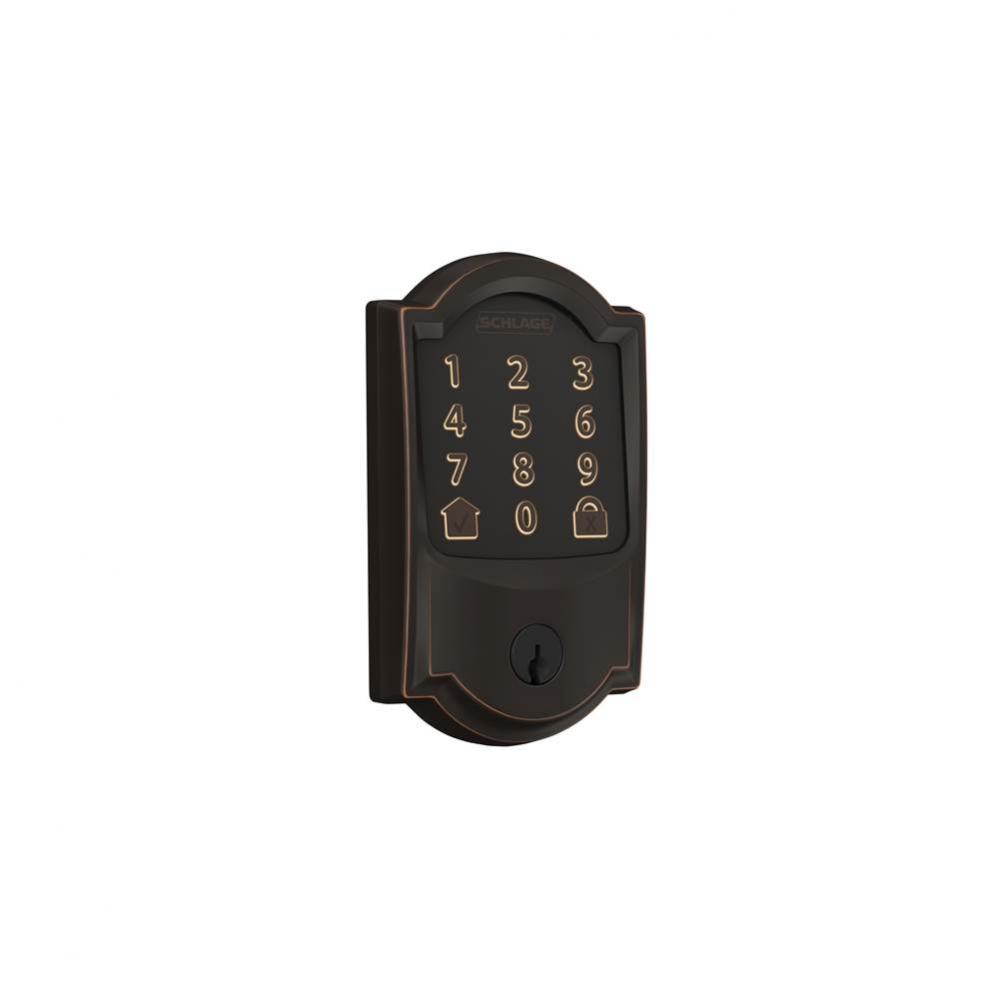 Encode Smart WiFi Deadbolt with Camelot Trim with Aged Bronze Exterior and Satin Nickel Interior