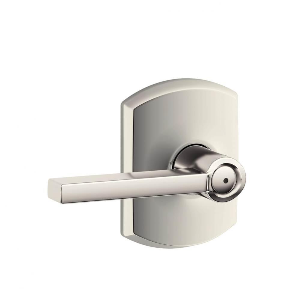 Latitude Lever with Greenwich Trim Bed and Bath Lock in Polished Nickel