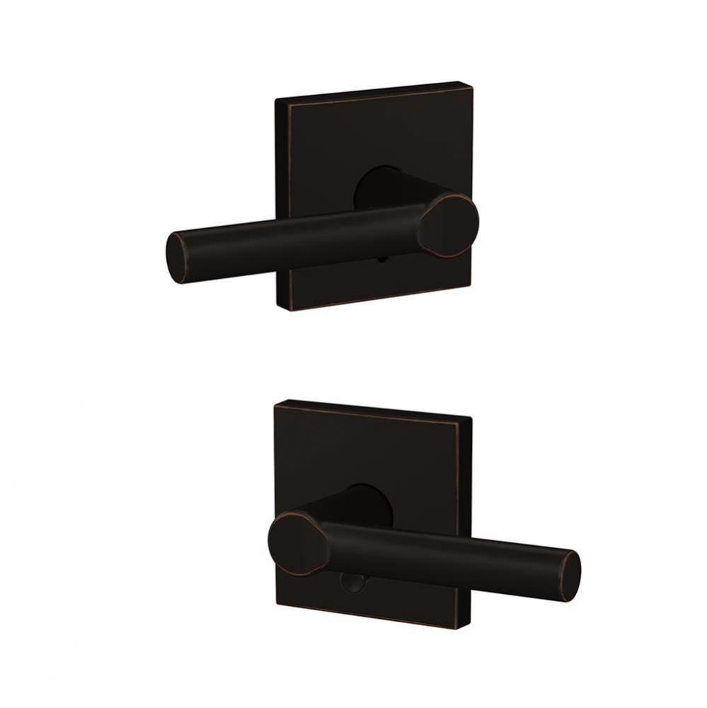 Custom Broadway Lever with Collins Trim Hall-Closet and Bed-Bath Lock in Aged Bronze