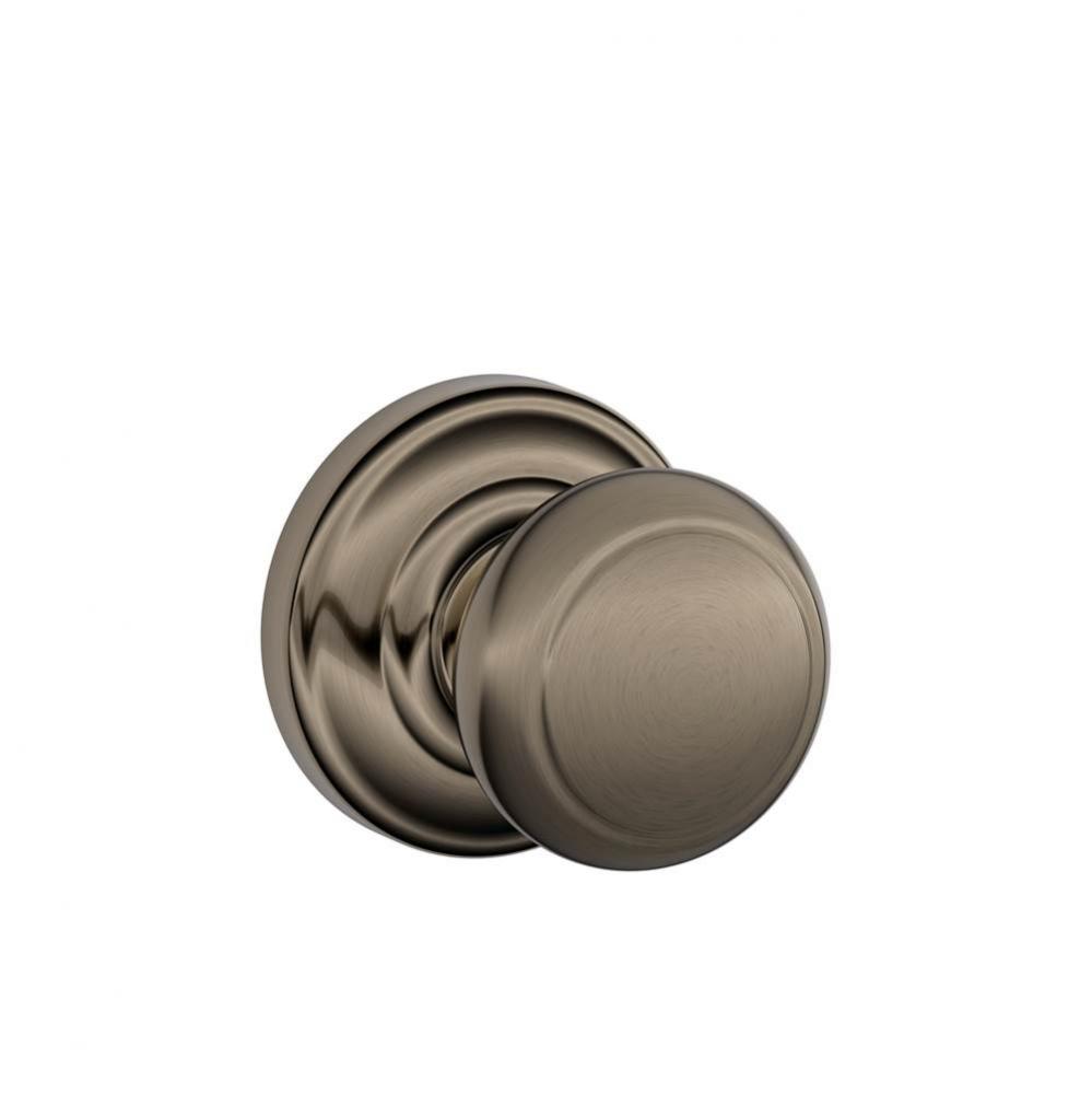 Andover Knob with Andover Trim Hall and Closet Lock in Antique Pewter