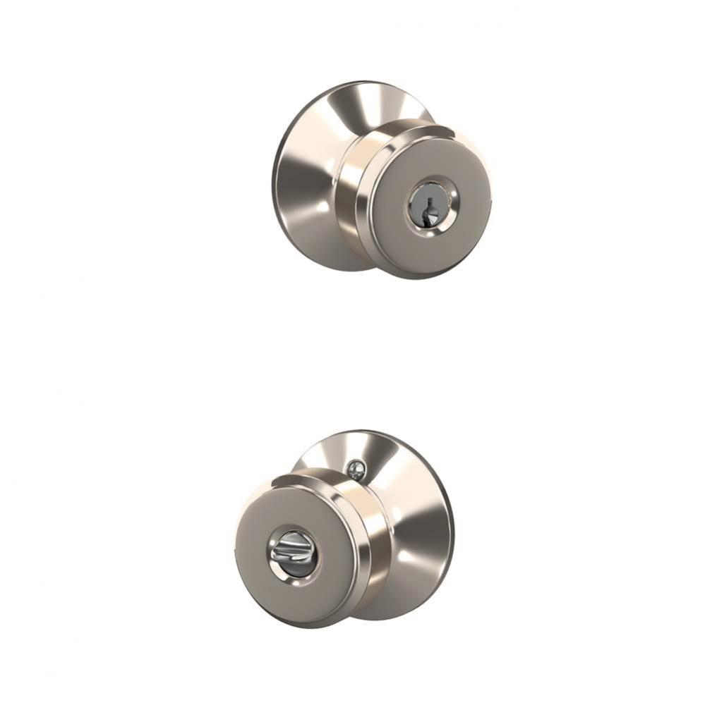 Bowery Knob with Plymouth Trim Keyed Entry Lock in Polished Nickel