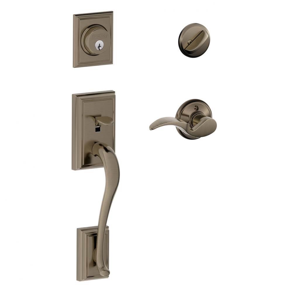 Addison Handleset with Single Cylinder Deadbolt and Avanti Lever in Antique Pewter- Left Handed