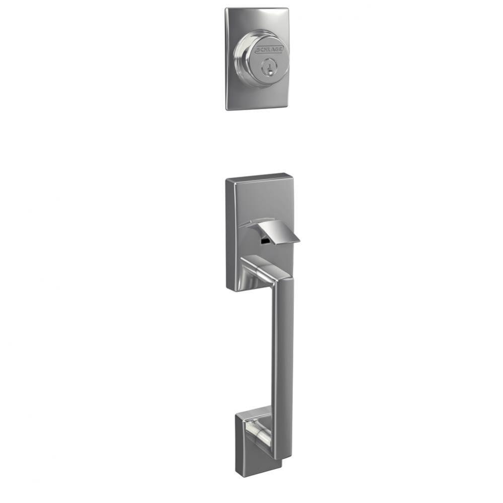 Custom Century Exterior Inactive Handleset Grip with Exterior Inactive Deadbolt in Bright Chrome