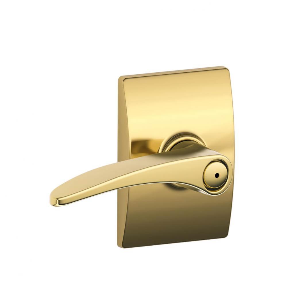 Manhattan Lever with Century Trim Bed and Bath Lock in Bright Brass