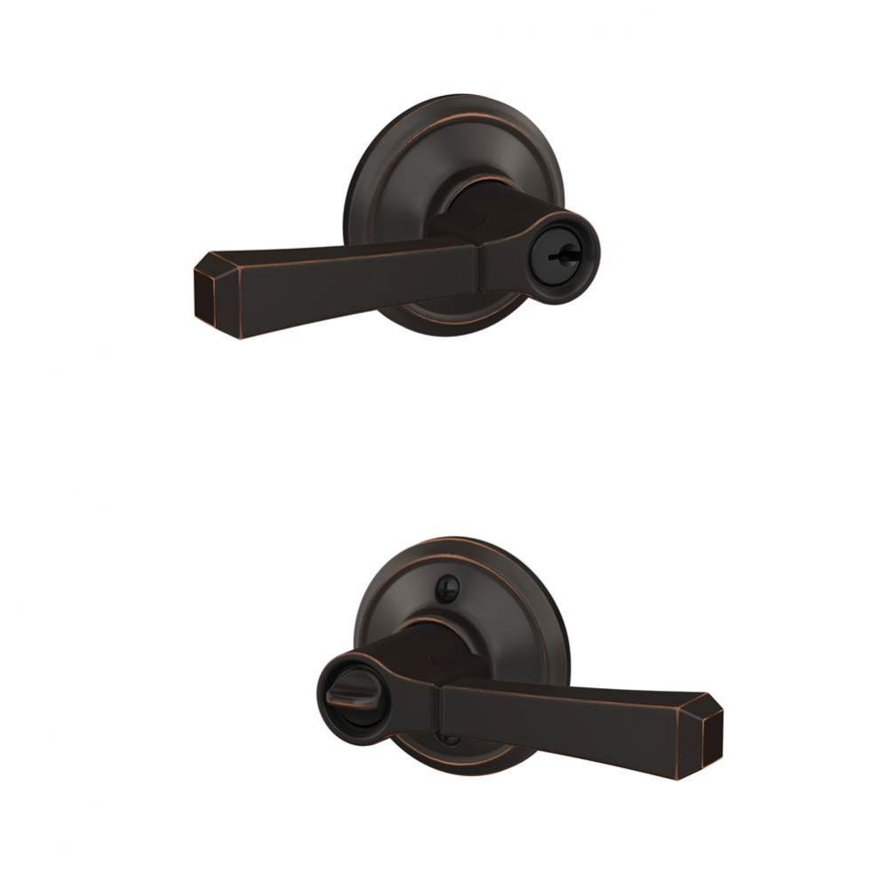 Rivington Lever with Georgian Trim Keyed Entry Lock in Aged Bronze