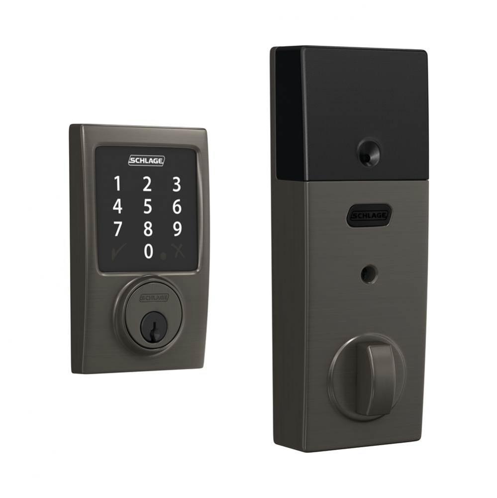Connect Smart Deadbolt with Century Trim in Black Stainless, Z-Wave Plus Enabled