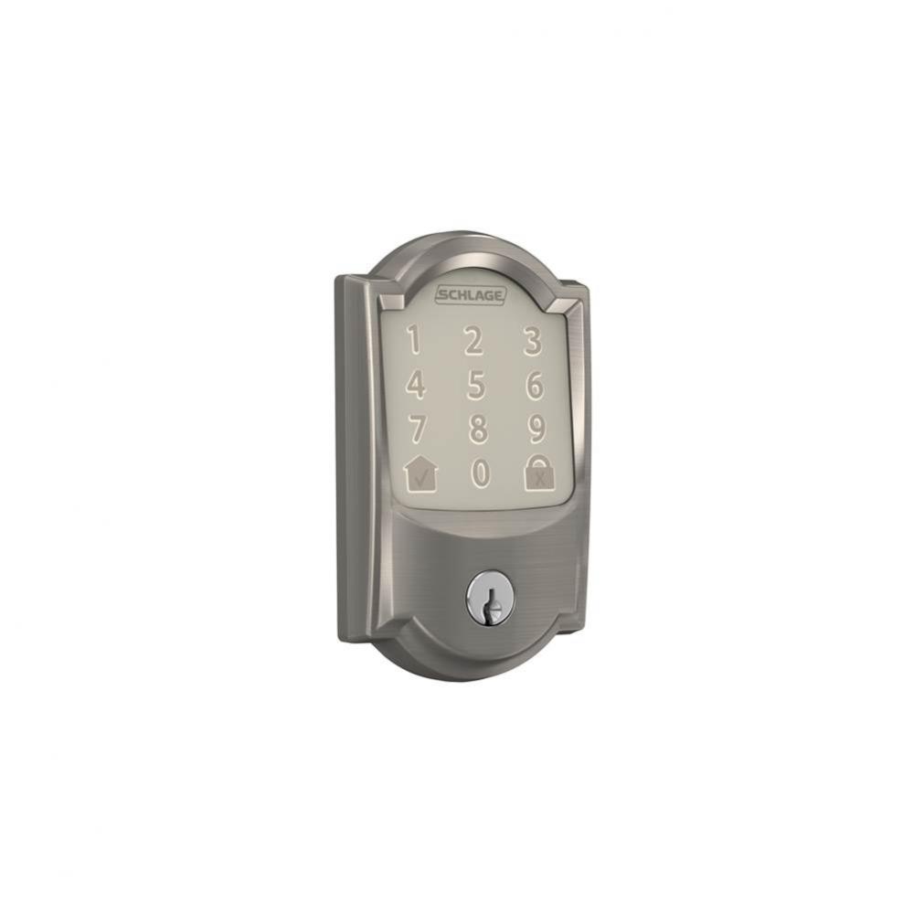 Encode Smart WiFi Deadbolt with Camelot Trim with Satin Nickel Exterior and Aged Bronze Interior