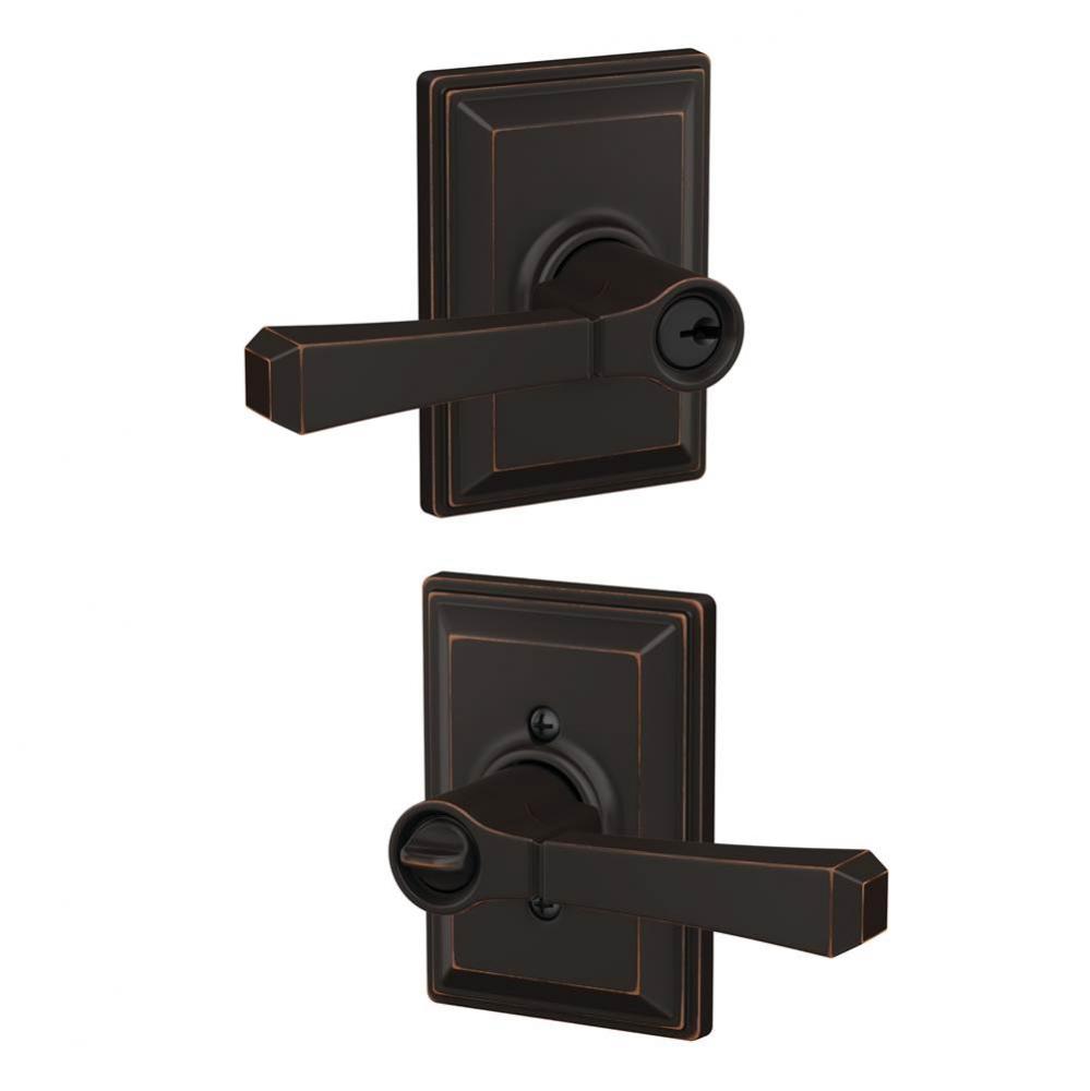 Rivington Lever with Grandville Trim Keyed Entry Lock in Aged Bronze