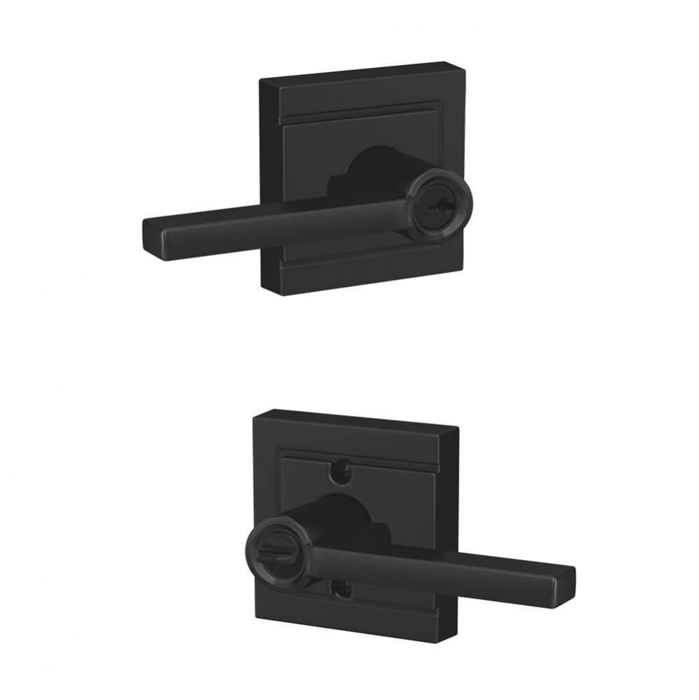 Latitude Lever with Upland Trim Keyed Entry Lock in Matte Black