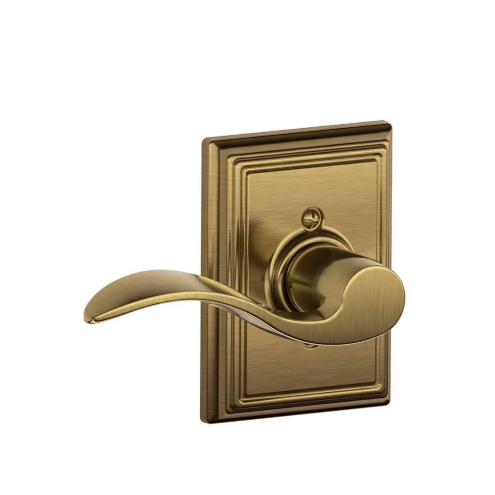 Accent Lever with Addison Trim Non-Turning Lock in Antique Brass - Left Handed