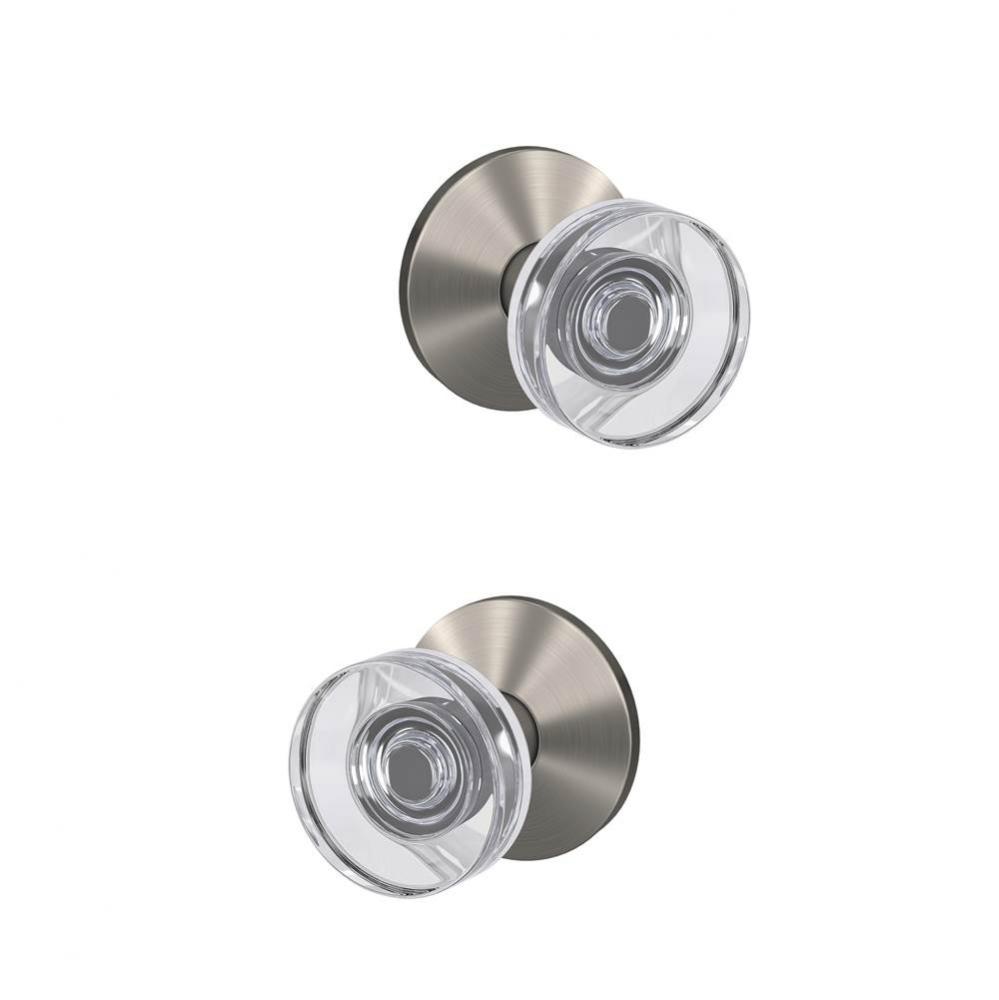 Custom Dawes Non-Turning Glass Knob with Kinsler Trim in Satin Nickel