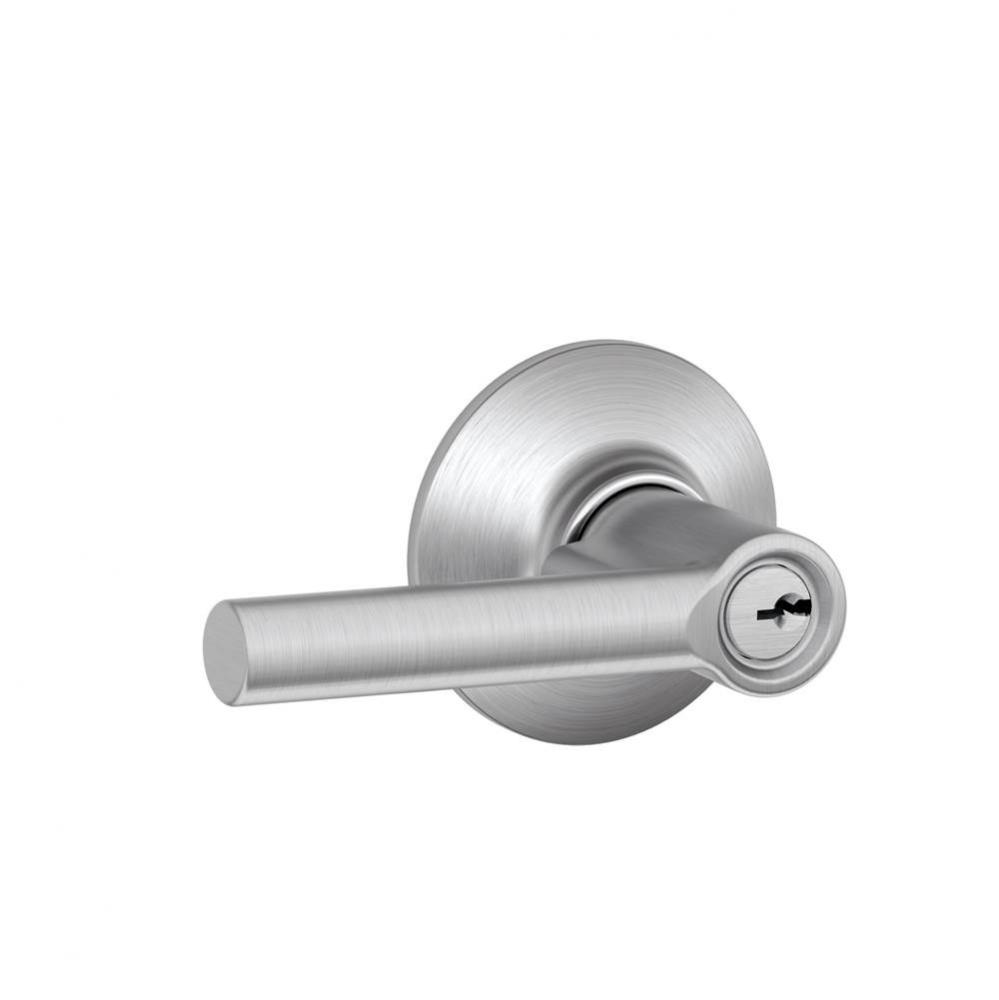 Broadway Lever Keyed Entry Lock in Satin Chrome
