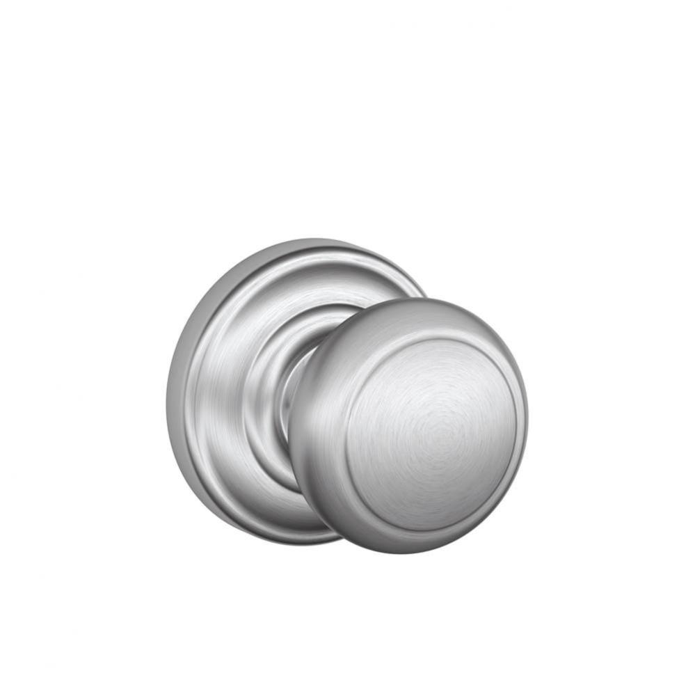 Andover Knob with Andover Trim Hall and Closet Lock in Satin Chrome