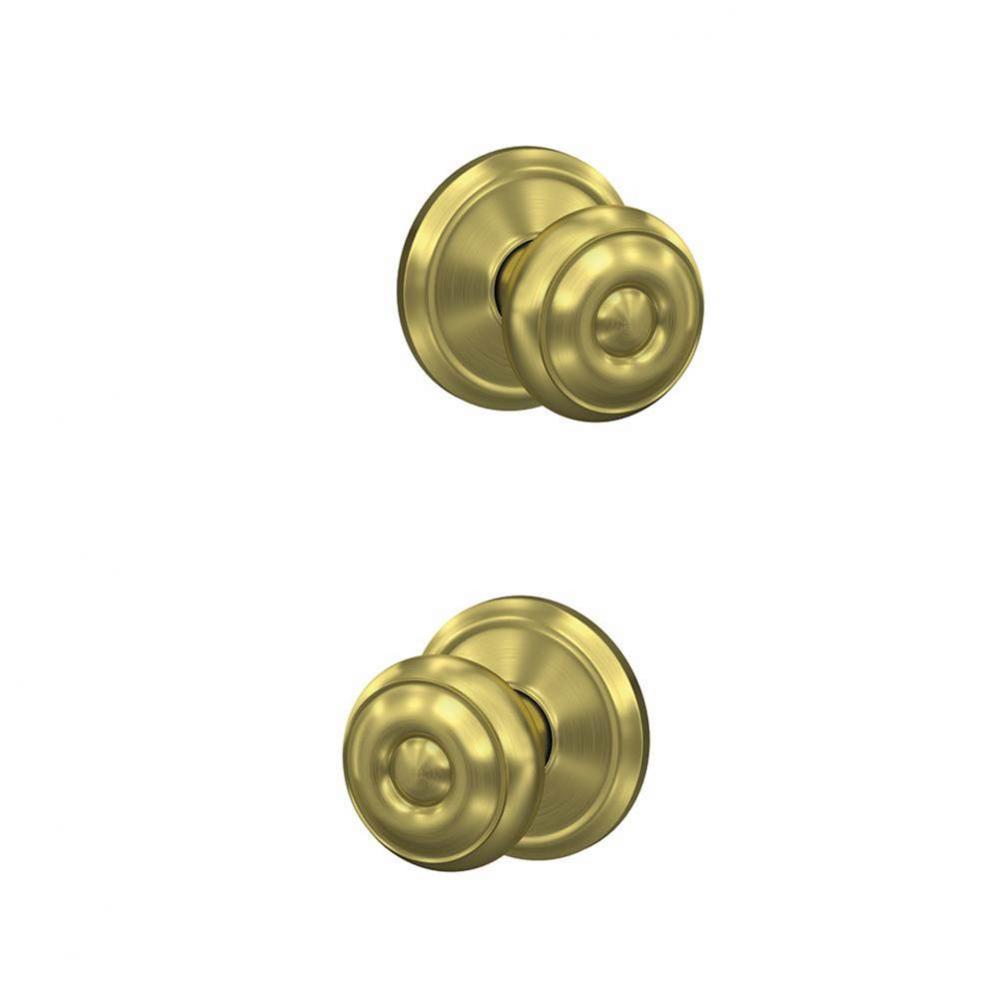 Custom Georgian Non-Turning Knob with Alden Trim in Satin Brass