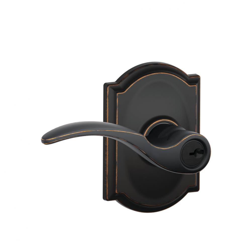St. Annes Lever with Camelot Trim Keyed Entry Lock in Aged Bronze