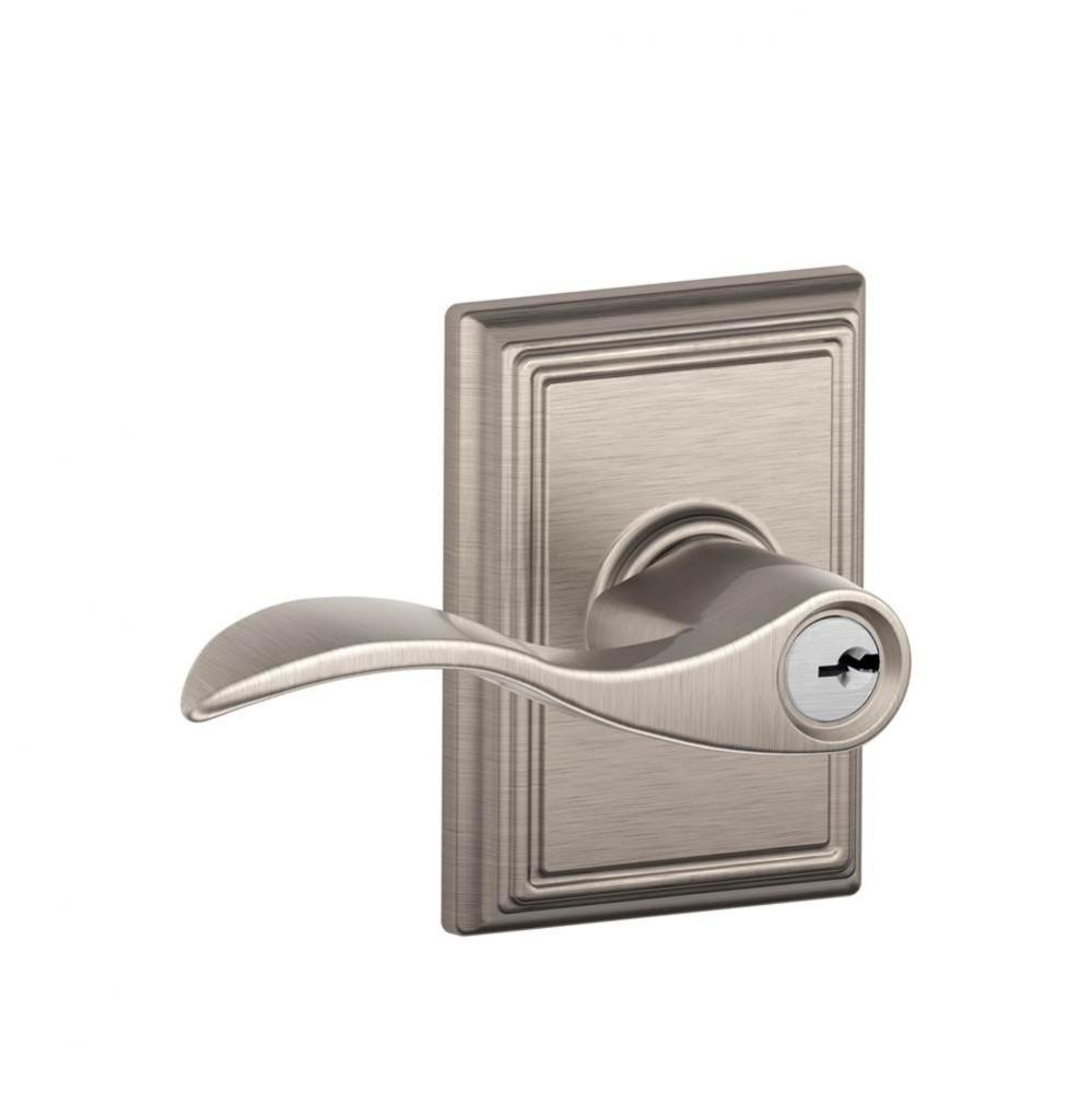 Accent Lever with Addison Trim Keyed Entry Lock in Satin Nickel