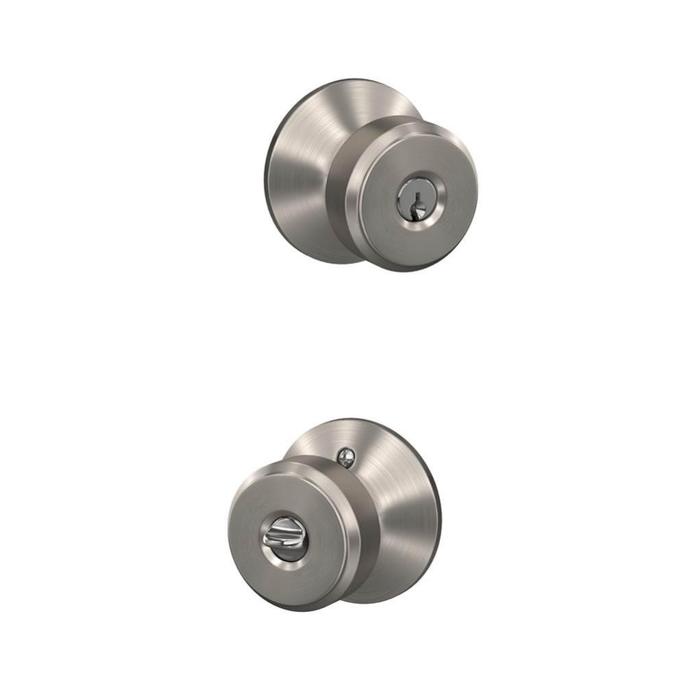 Bowery Knob Keyed Entry Lock in Satin Nickel