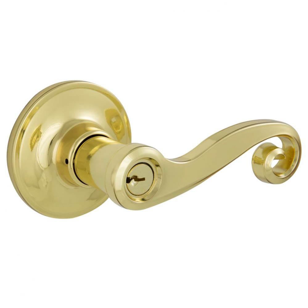 Acton Bright Brass Keyed Entry Lever